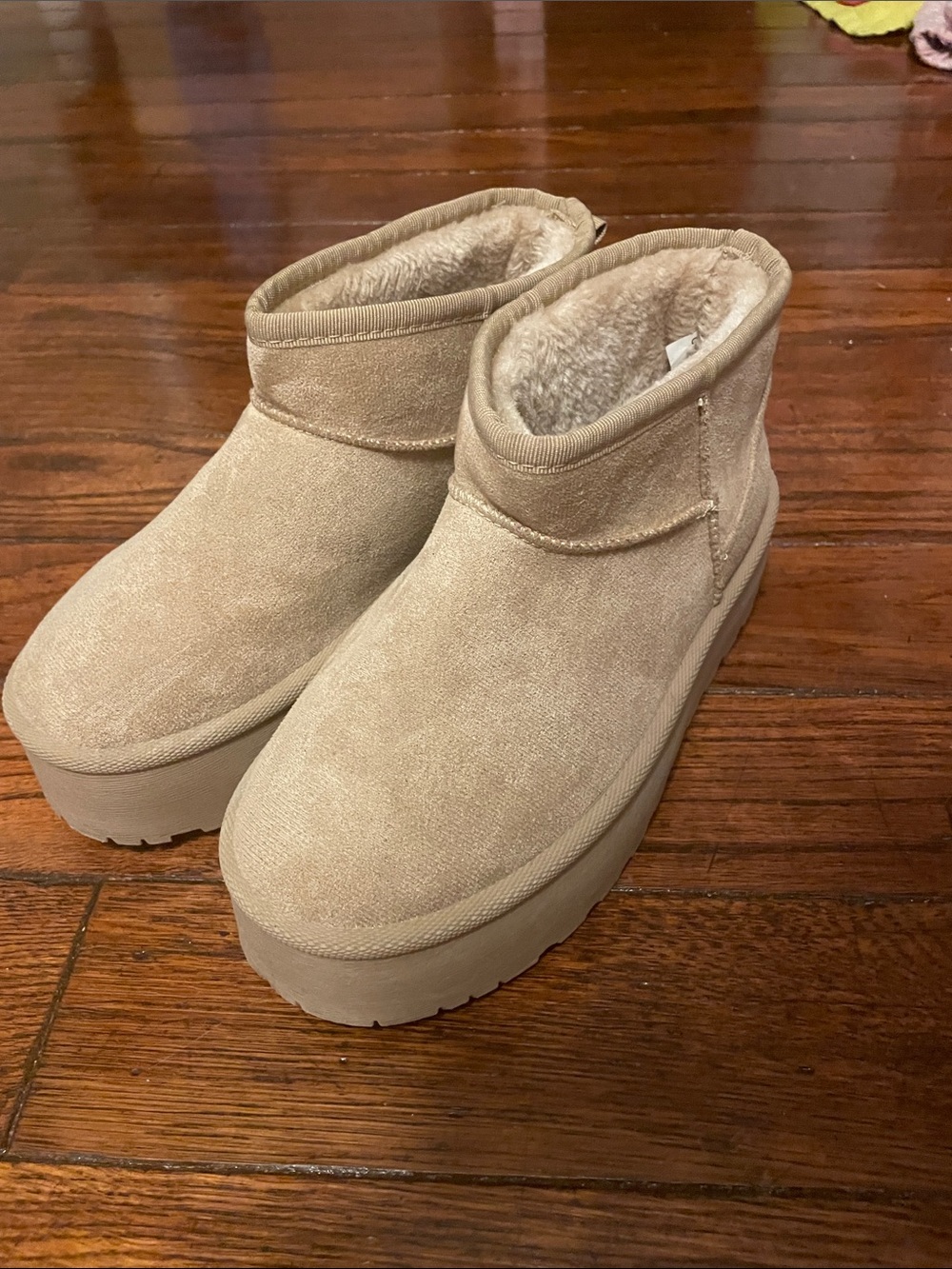 Mudd Tan Fleece-Lined Platform Ankle Boots